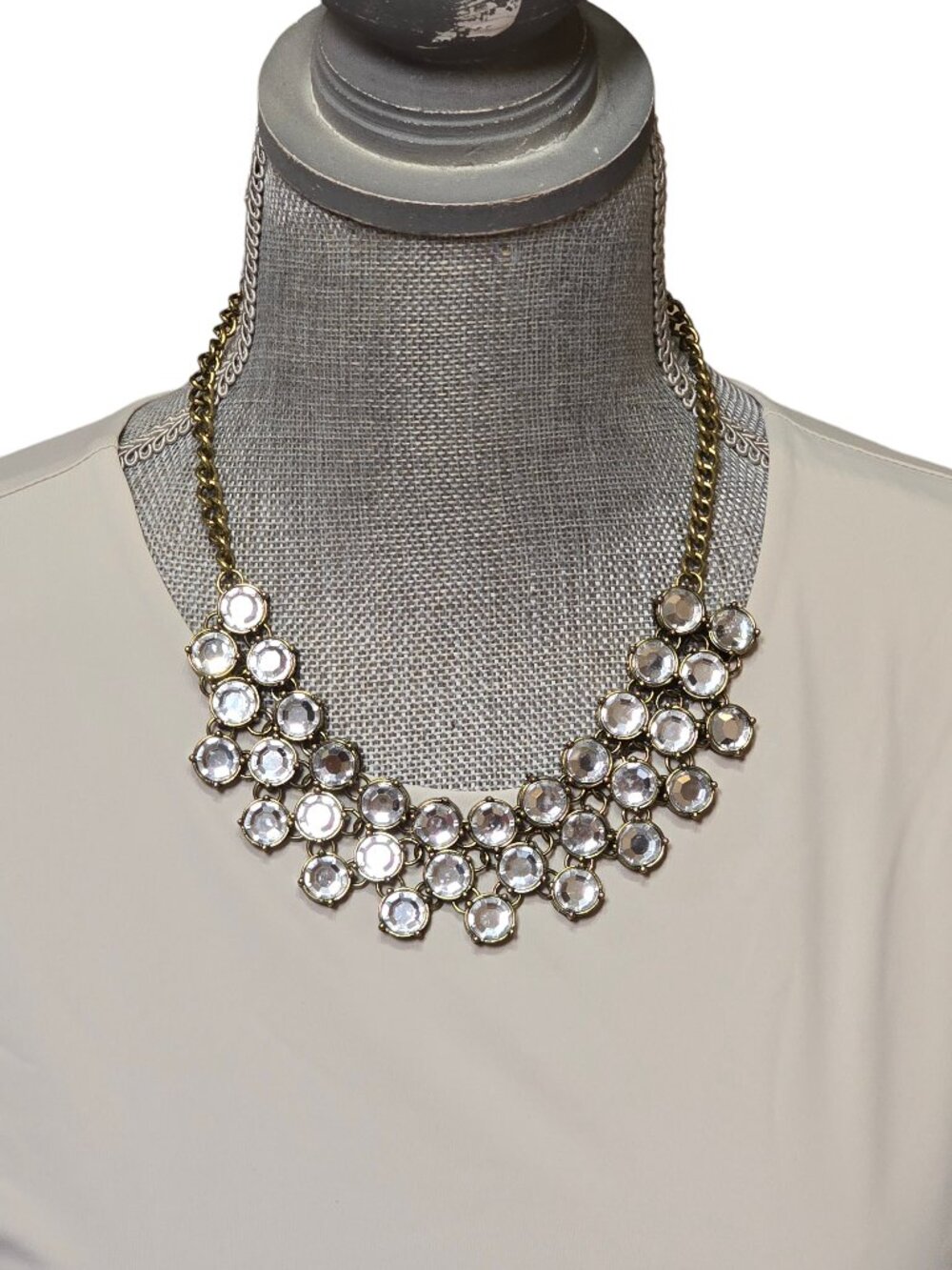 Women's Statement Dark Gold Resin Bib Necklace NWOT